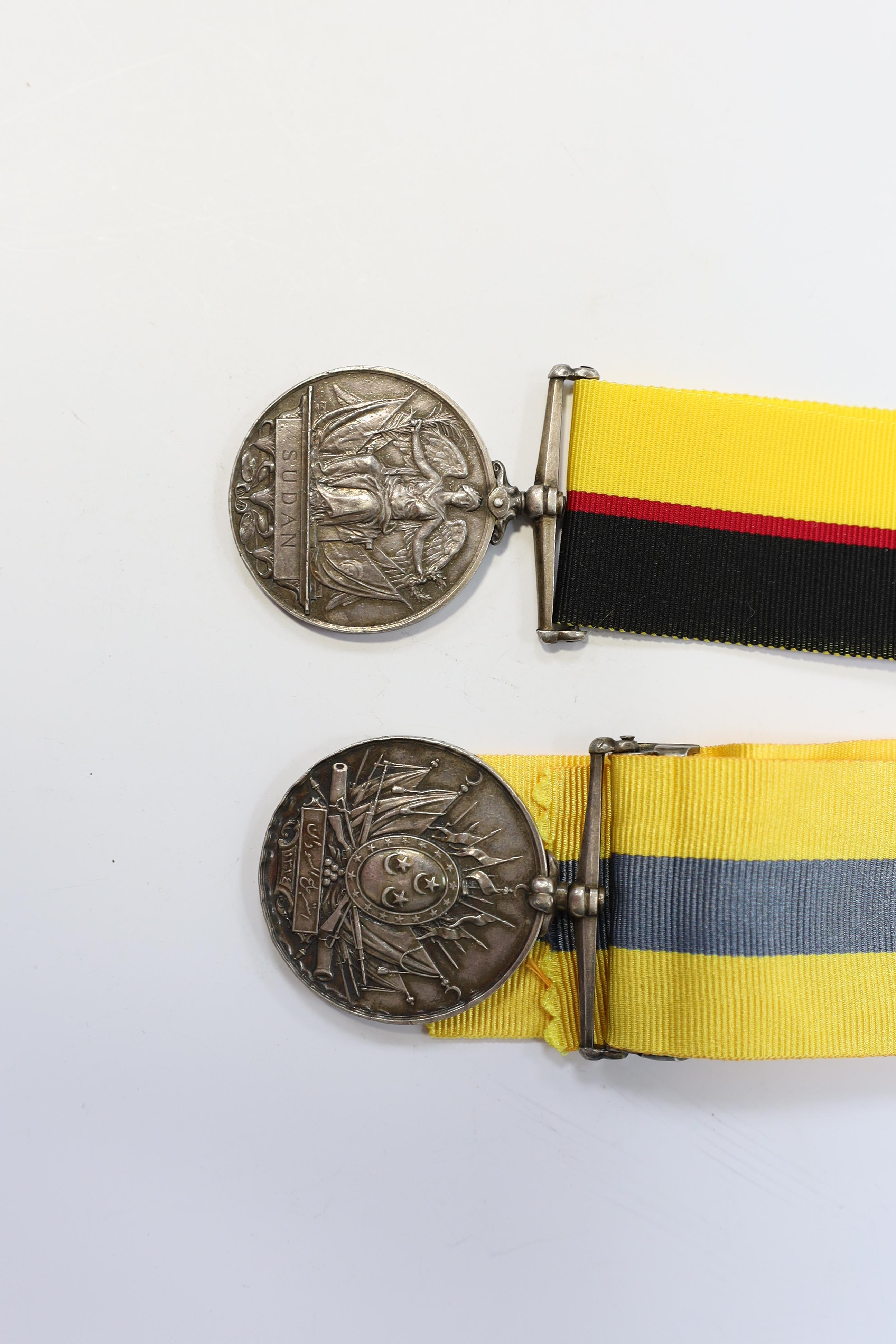 A Queen's Sudan / Khedive's Sudan (Hafir) Medal group of two to 4516 L Cpl W.J.Lee, Nth Stafford Rgt